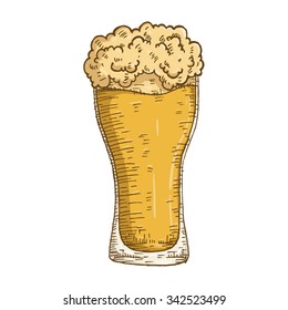 Beer With Glass Full Of Foam And Using Sketchy Style