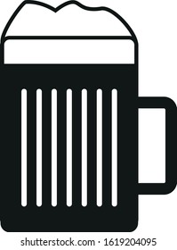 Beer Glass with Handle Vector Sign Black Symbol Flat Design