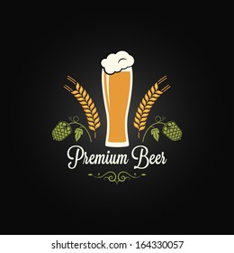 beer glass hops barley design background