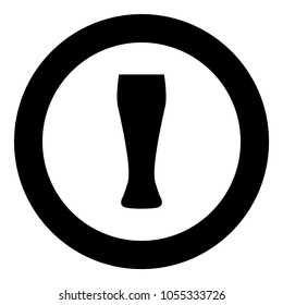 Beer glass icon black color in circle