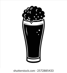 Beer glass icon, black and white silhouette, simple graphic design, beverage symbol.