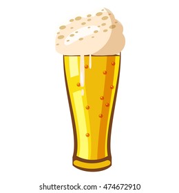 Beer glass icon in cartoon style isolated on white background