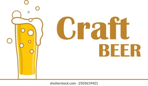 Beer glass, beer glass icon, craft beer. Vector, cartoon illustration. Vector.