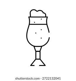 Icono de vaso de cerveza con una bebida refrescante con espuma y burbujas de carbonatación, presentado en un estilo de contorno minimalista, que simboliza una bebida de pub o celebración
