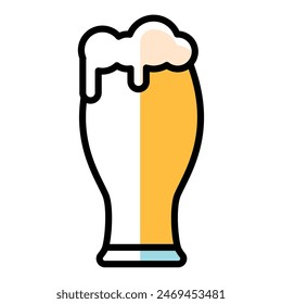 Beer glass icon Flat design Vector illustration