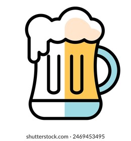 Beer glass icon Flat design Vector illustration