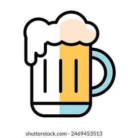 Beer glass icon Flat design Vector illustration