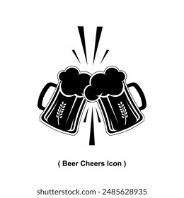 Beer glass icon in flat style. Vector Illustration. Two glasses of frothy beer.