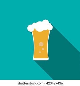 Beer glass icon, flat style