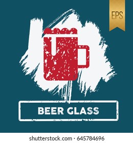 Beer Glass Icon Flat Vector Symbol
