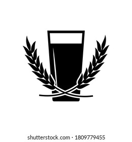 Beer glass icon, hop logo isolated on white background