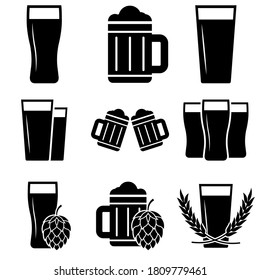 Beer glass icon, hop logo isolated on white background