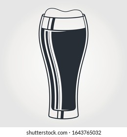 Icono de cristal de cerveza aislado sobre fondo blanco. Ilustración vectorial.