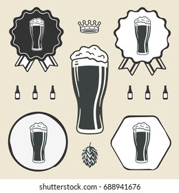 Beer glass icon iweb sign symbol logo label set