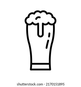 Beer Glass Icon. Line Art Style Design Isolated On White Background