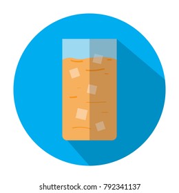 Beer glass icon on a button, Vector illustration