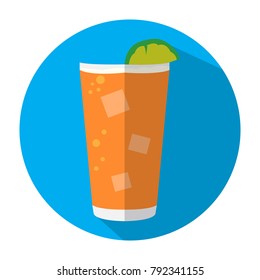 Beer glass icon on a button, Vector illustration