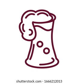 beer glass icon over white background, line style, vector illustration