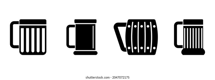 conjunto de iconos de vidrio de cerveza, símbolo del conjunto de vectores de vidrio de cerveza