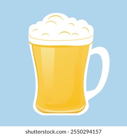 Beer glass icon sign on blue background vector.