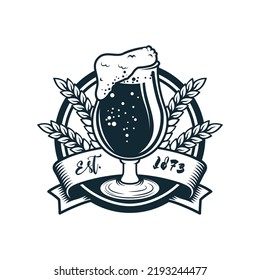 Beer glass icon silhouette. Alcoholic drink logo.