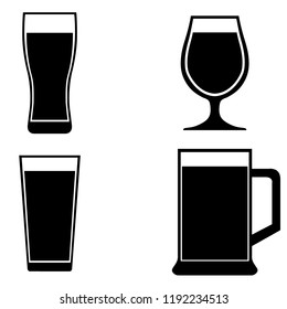 Beer Glass Icon, Silhouette, Logo On White Background