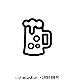 beer glass icon vector line art design editable stroke