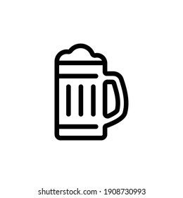 beer glass icon vector line art design editable stroke