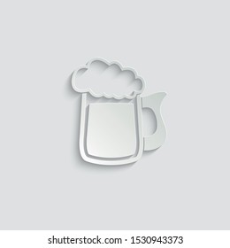 beer glass icon vector paper with shadow 