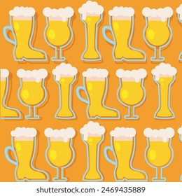 Beer glass icons Pattern background Vector illustration