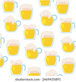Beer glass icons Pattern background Vector illustration