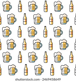 Iconos de vidrio de cerveza Patrón de fondo Ilustración vectorial