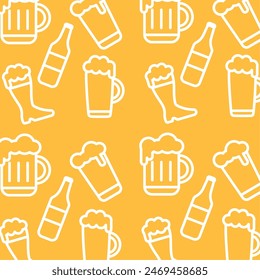 Iconos de vidrio de cerveza Patrón de fondo Ilustración vectorial