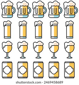 Beer glass icons Pattern background Vector illustration