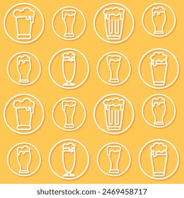 Beer glass icons Pattern background Vector illustration