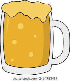 Beer Glass Illustration Isolated on White Background. Alcoholic Party Drinks