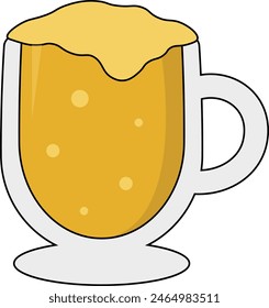 Beer Glass Illustration Isolated on White Background. Alcoholic Party Drinks
