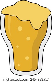 Beer Glass Illustration Isolated on White Background. Alcoholic Party Drinks