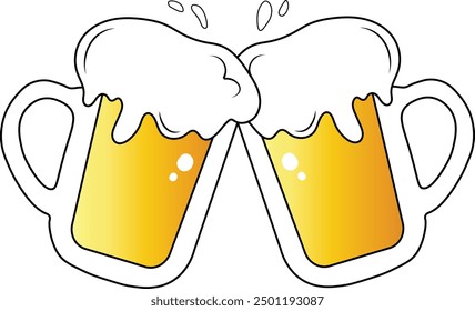 Beer Glass Illustration on White Background. Vector Graphic with Cartoon Design.