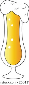 Beer Glass Illustration on White Background. Vector Graphic with Cartoon Design.