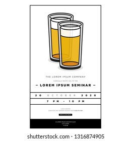 Beer Glass Invitation Design with Where and When Details