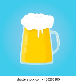beer glass isolated flat cartoon illustration icon in blue background