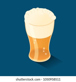 Beer glass isometric icon, concept unhealthy food, fast food illustration, vector eps 10