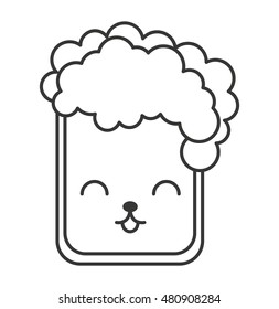 beer glass kawaii style vector illustration design