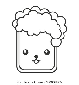 beer glass kawaii style vector illustration design