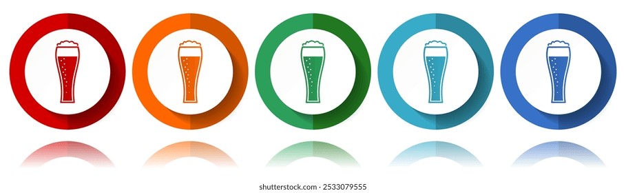 Beer in glass, lager, drink vector icons, flat icon set for logo design, webdesign and mobile applications, colorful web button collection in eps 10