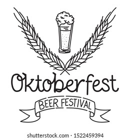 beer glass with lettering oktoberfest celebration icon vector illustration design
