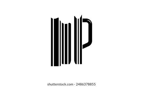 Beer glass like barcode, black isolated silhouette