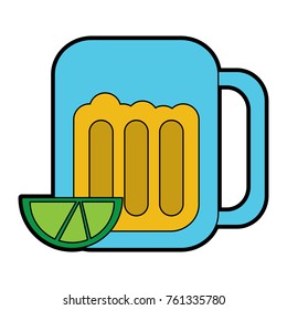 beer in glass with lime wedge icon image 