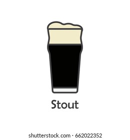 Beer Glass Line Flat Icon. Stout, Porter Dark Beer.